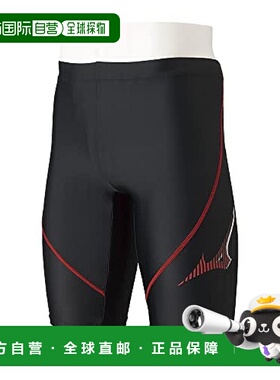 【日本直邮】美津浓MIZUNO男士五分泳裤N2JB1611黑色/红色S
