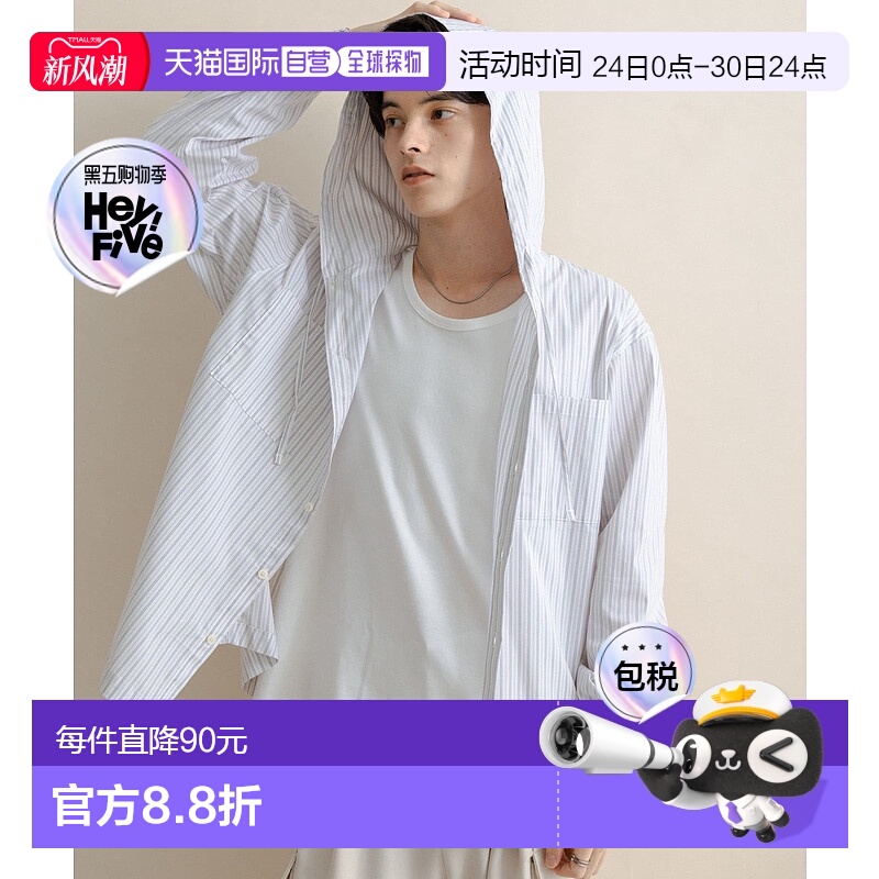 1h可退 日本直邮SENSE OF PLACE 男士宽松盒型连帽衬衫 AAA613A01