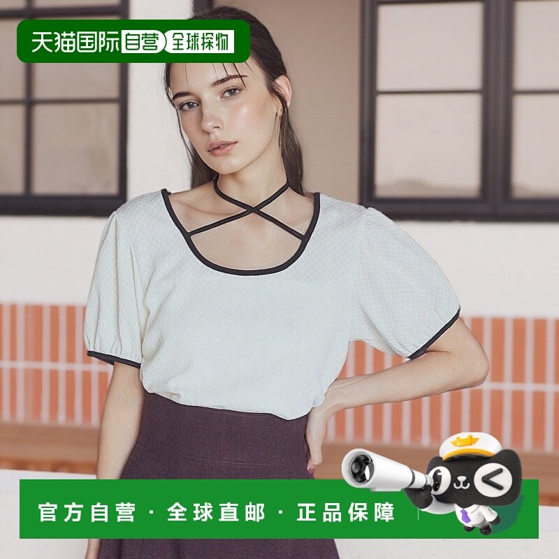 1h可退 日本直邮earth music&ecology 女装 多穿法撞色蝴蝶结针织