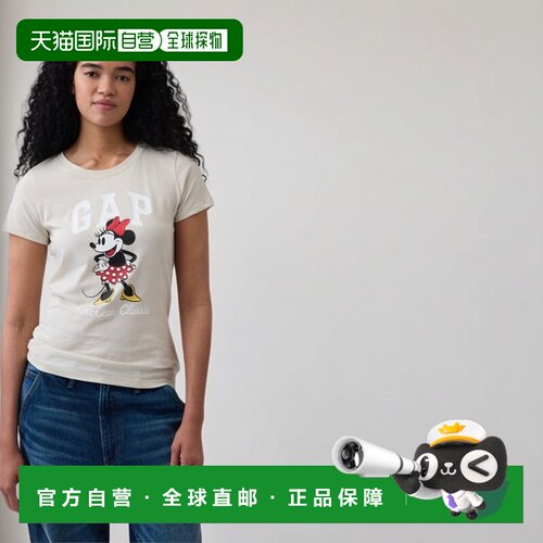 1h可退 日本直邮GAP x 迪士尼 女士纯棉米奇/米妮Logo短袖T恤 887