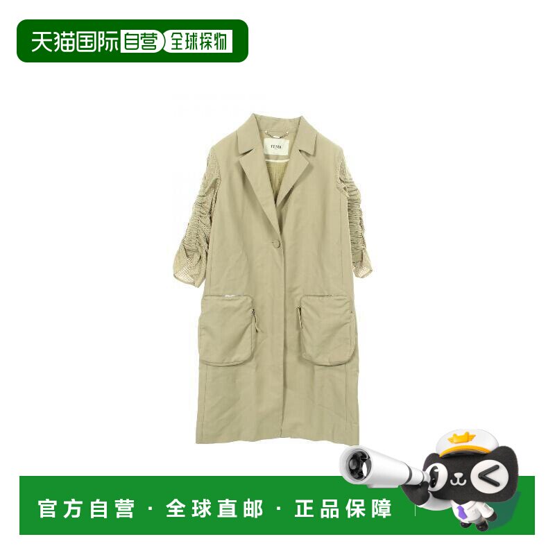 日本直邮中古奢侈品Fendi芬迪女A级95新fendi芬迪羊毛外套绿色