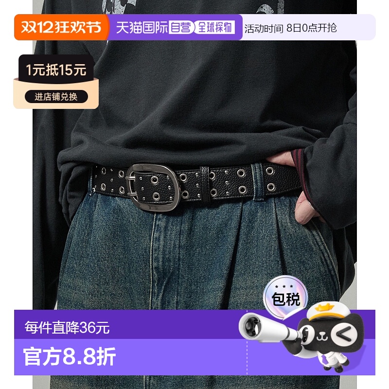 1h可退 日本直邮Alfred Alex 男女同款 大扣双针铆钉孔腰带 AAot9