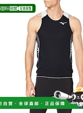 【日本直邮】美津浓MIZUNO男士运动背心 跑步背心U2MA0051黑/白色
