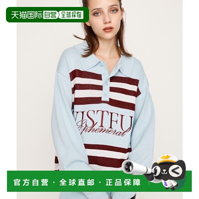 1h可退 日本直邮SLY 女装 配色条纹罗纹圆领 POLO 打底衫 030IAR7