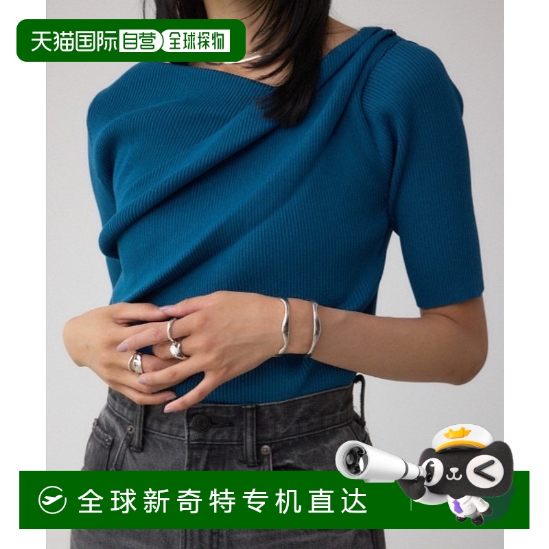 1h可退 日本直邮AZUL BY MOUSSY 女装 针织衫 五分袖 荷叶边设计