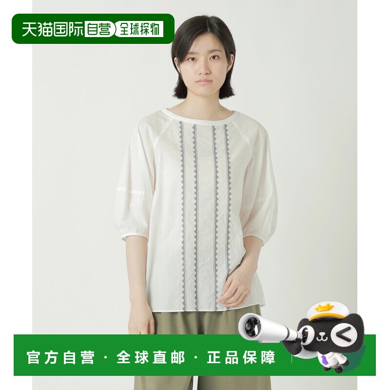 1h可退 日本直邮ZUCCa 女士 三角刺绣薄款雪纺衬衫 ZU63FM703