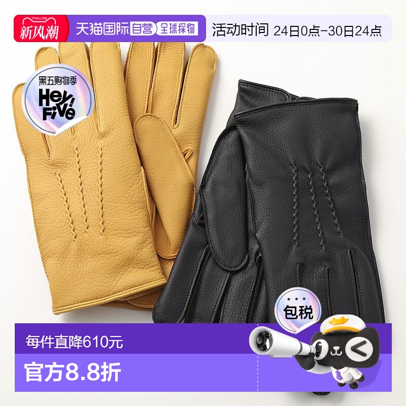 日本直邮DENTS Eton 15-1011 男士鹿皮手套 羊绒针织衬里传统系列