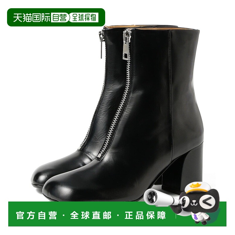 1h可退 日本直邮FABIO RUSCONI 女士羊革方头中跟短靴 侧拉链设计