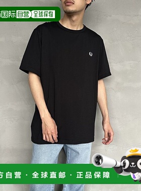 1h可退 日本直邮FRED PERRY 男士刺绣短袖领口拼接T恤 M3519_2