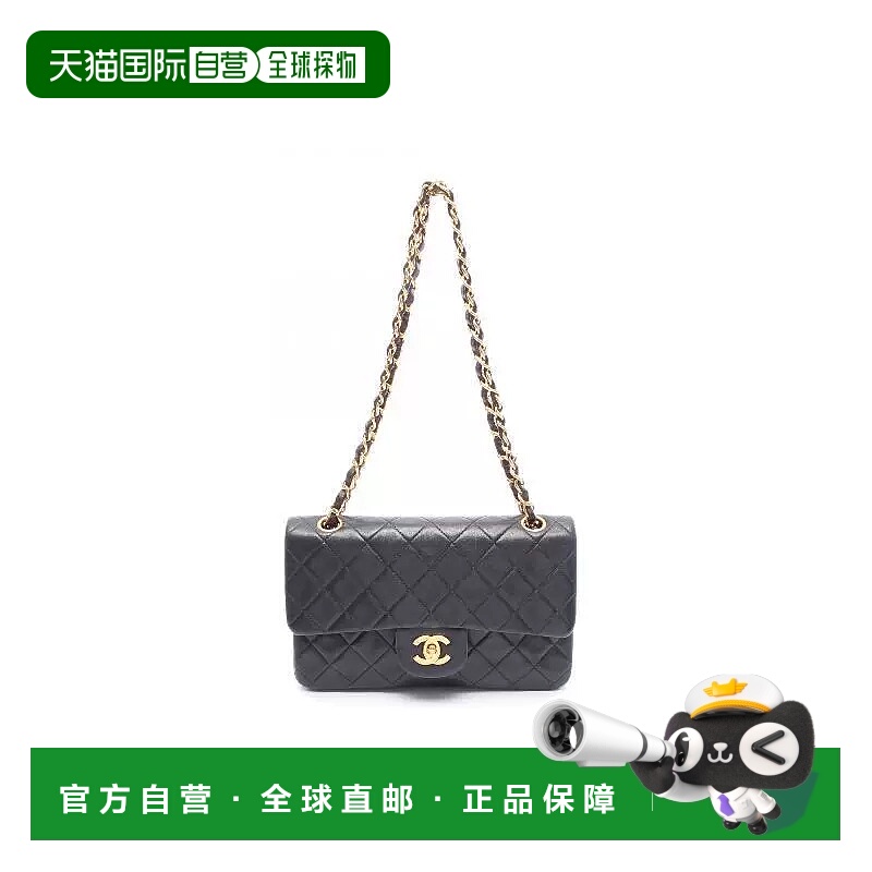 日本直邮中古Chanel香奈儿女包A级95新CF菱格羊皮单肩包黑色