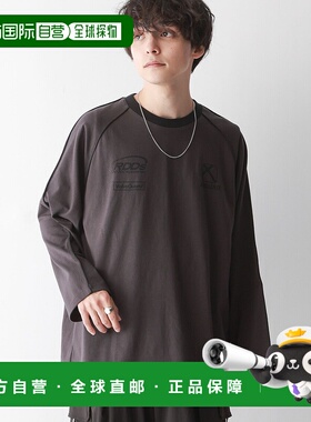 日本直邮RAGEBLUE 男士宽松款拼接条纹长袖T恤 146239男装