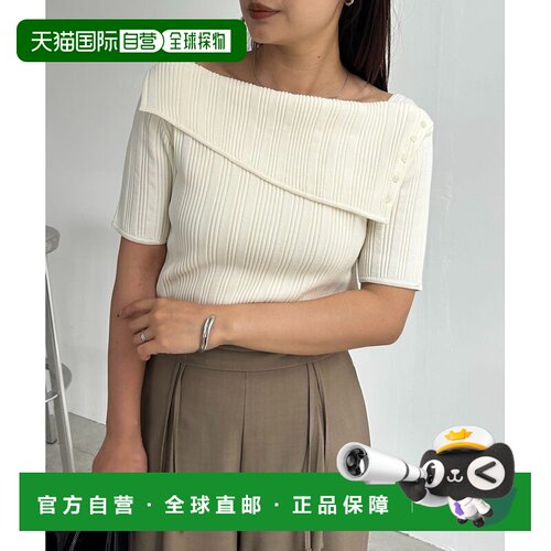 日本直邮LE'MAGE 女装 不对称裹襟罗纹针织上衣 LEZ1061605A0002