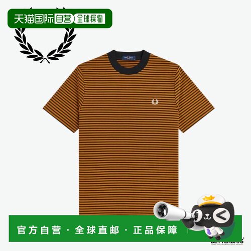 日本直邮FRED PERRY FINE STRIPE HEAVY WEIGHT 男士短袖T恤 M658
