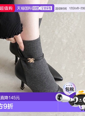 日本直邮RANDA 金色部件针织对接靴 RA041BW15015 女靴