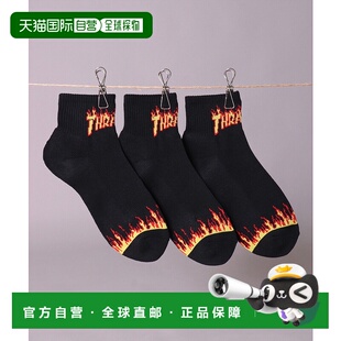 日本直邮THRASHER THSX219 男士 运动中筒袜 THSX 标志3足装 1h可退
