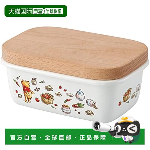 【日本直邮】Skater斯凯达 搪瓷 黄油盒 木盖 500ml 小熊维尼 ENB
