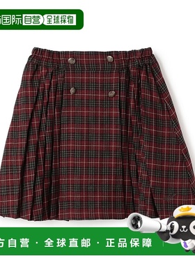 1h可退 日本直邮pom ponette junior 女童经典褶饰纽扣裙裤 49531