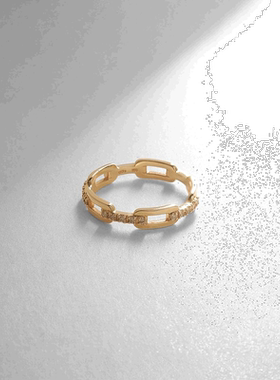 日潮跑腿COCOSHNIK K10钻石链条图案戒指配饰 405-66301