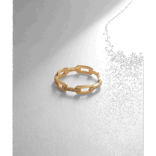 日潮跑腿COCOSHNIK K10钻石链条图案戒指配饰 405-66301