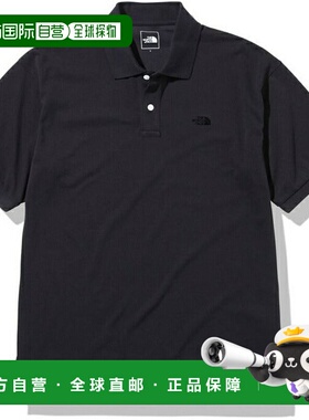 日本直邮 The North Face 半袖男士抗菌消臭防静电黑色polo衫 NT2
