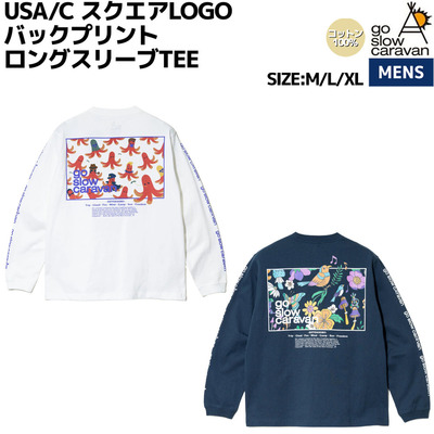 日本直邮Go Slow Caravan USA/C 方形标志背面印花长袖T恤 - 男士