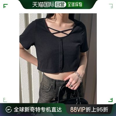 日本直邮WEGO女士交叉领短款紧身T恤春夏新品 WE24SM04L0018