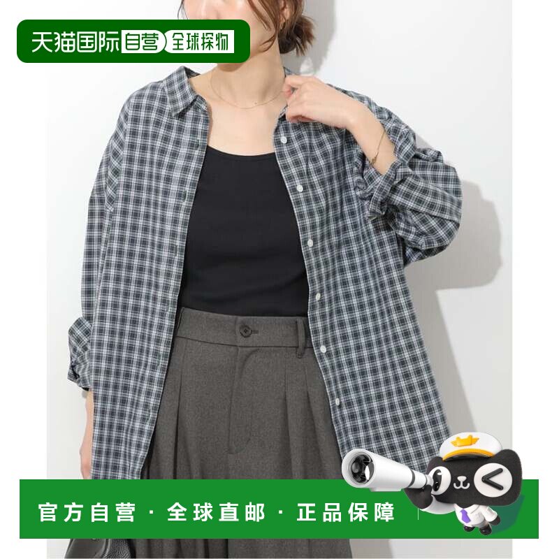日本直邮JOURNAL STANDARD relume 柔软桃色格纹宽松衬衫 藏青色