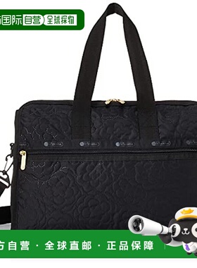 【日本直邮】Lesportsac力士保DELUXE MED单肩拉链手提包黑色压花