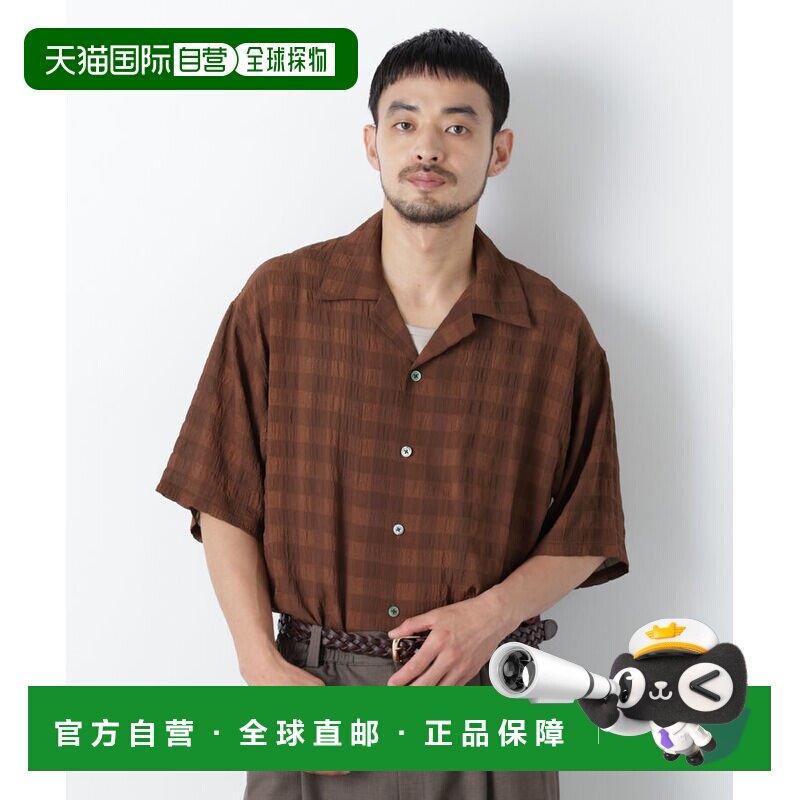 日本直邮半袖衬衫 格纹透视短袖男装外套