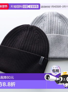 日本直邮Calvin Klein 男士针织帽 CKMC523193皮革 Logo 标签罗纹