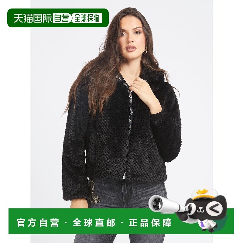 日本直邮GUESS Theoline仿皮草连帽夹克 [GU1432EW30094]
