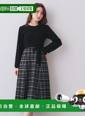 1h可退 日本直邮index女装 宽松针织连衣裙 华丽提花格纹设计 C58
