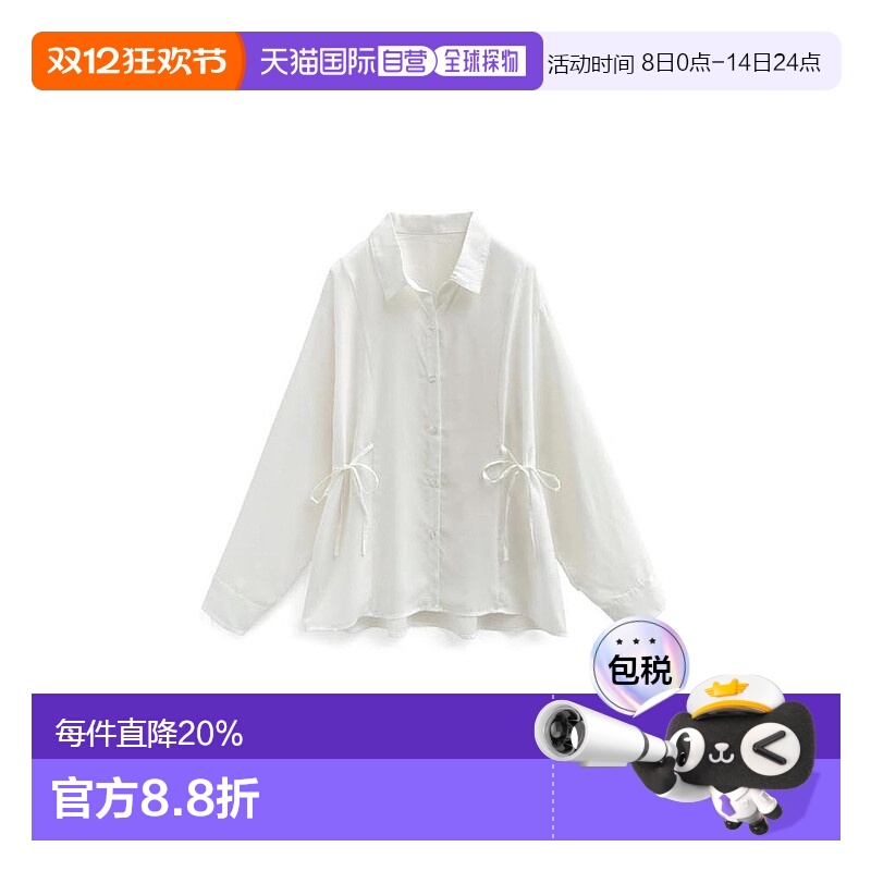 日本直邮日潮 GRL 侧边蝴蝶结衬衫时尚宽松长袖DK1220百搭连衣裙