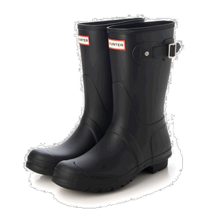 【日本直邮】Hunter女士雨靴黑色中筒防水防滑日常时尚百搭正品
