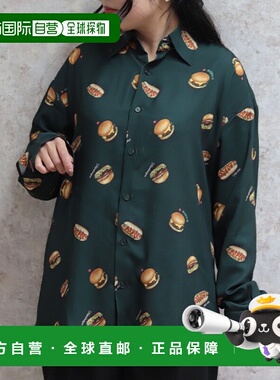 1h可退 日本直邮AXES-X 男装 美式复古餐厅风 半拉链衬衫 图案印