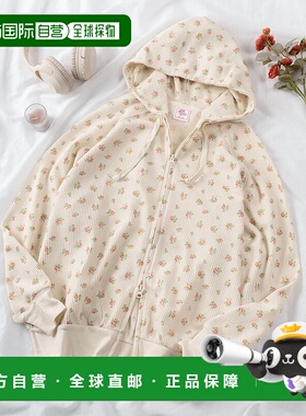 1h可退 日本直邮JEMORGAN女士花柄瓦夫格纹短款休闲拉链帕克外套