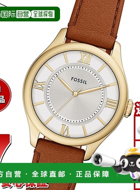 日本直邮Fossil 女士 GILMORE 三针棕色皮革手表 ES5423