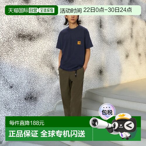 日本直邮THE NORTH FACE 男士短袖方形 logo 口袋T恤速干北面半袖
