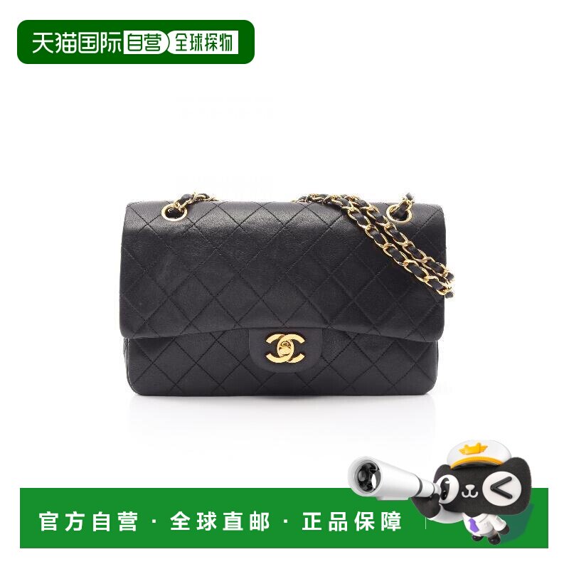 日本直邮中古Chanel香奈儿女包B级9新CF菱格羊皮单肩包黑色
