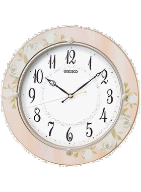 日本直邮精工SEIKO 优雅花卉图案无线电校正电波钟 电池警告功能