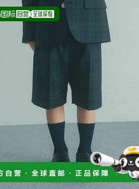 1h可退 日本直邮green label relaxing 儿童 黑色格纹短裤 110-13