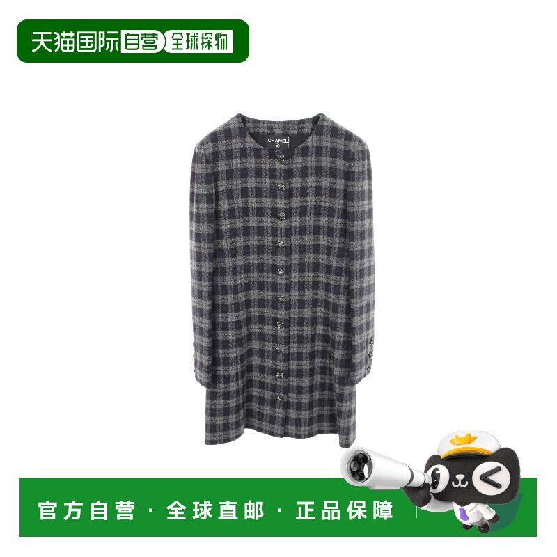 日本直邮中古Chanel香奈儿女A级95新one piece连衣裙羊毛上衣蓝色