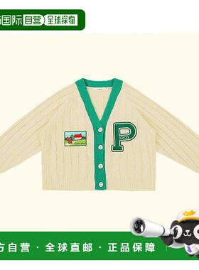 1h可退 日本直邮P:chees 儿童 双色设计 长袖针织开衫 大号贴布刺