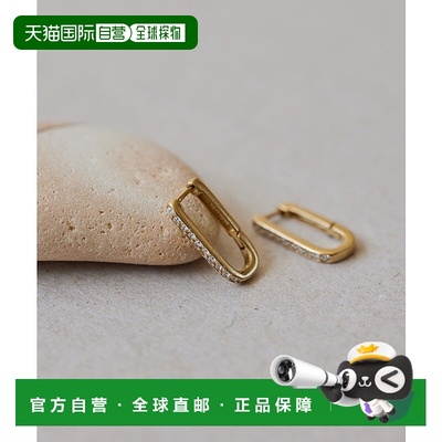 日本直邮ear PAPILLONNER 女士 不过敏不锈钢 方形水晶迷你圈圈耳