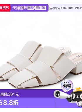 日本直邮FABIO RUSCONI 方形包头麂皮凉鞋 FA933BW022010 凉鞋