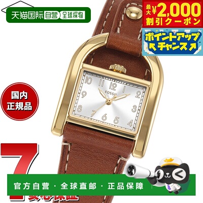 日本直邮FOSSIL 女士手表 HARWELL 三针中号棕色皮革手表 ES5264