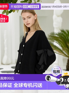 日本直邮日潮 GRL系带缎带羽毛针织开衫tu1506