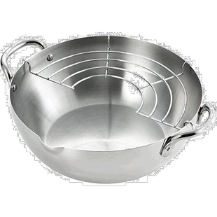 【日本直邮】吉川 日本制 天麩罗锅20cm 银色 不锈钢制 乡技 YJ24