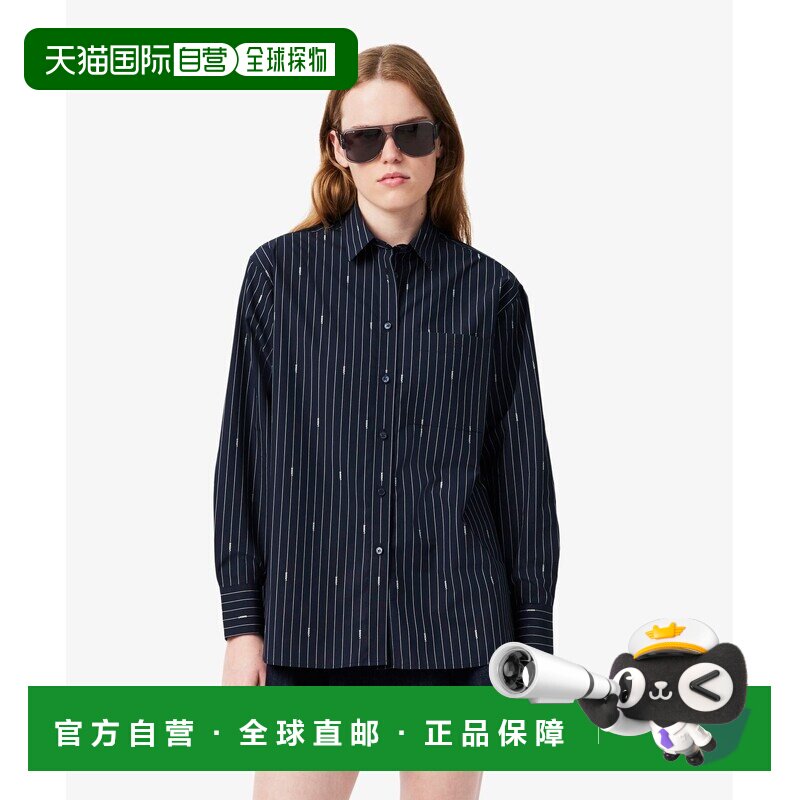 1h可退 日本直邮LACOSTE 女装 oversize全棉牛津纺衬衫 侧边品牌图片