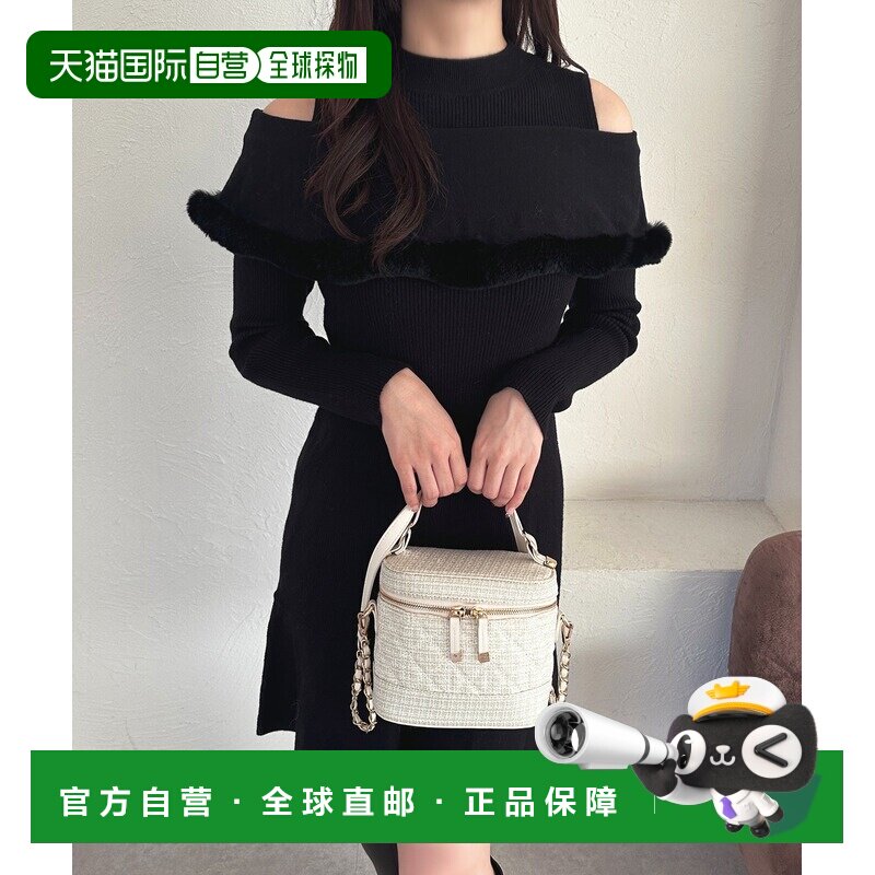 1h可退 日本直邮apres jour 女士肩露设计毛领针织迷你连衣裙 234